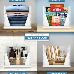 Sorbus 3 Tier Open Front Plastic Stackable Baskets Stand - for Closets, Bedrooms, Bathrooms, or Pantries