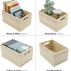 Sorbus Unfinished Wood Crates - Organizer Bins, Wooden Box for Pantry Organizer Storage, Closet, Arts & Crafts, Cabinet Organizers, Containers for Organizing (2 Pack)