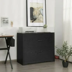Space Saving Engineered Wood File Cabinet with 2 Drawers Large Storage Capacity for Office or Home Use