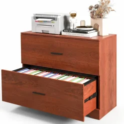 Space Saving Engineered Wood File Cabinet with 2 Drawers Large Storage Capacity for Office or Home Use