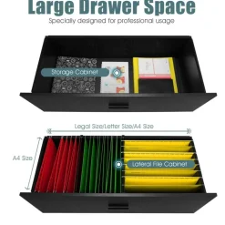 Space Saving Engineered Wood File Cabinet with 2 Drawers Large Storage Capacity for Office or Home Use