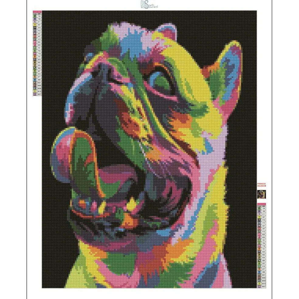 Sparkly Selections Colorful Pug Diamond Painting Kit, Round Diamonds