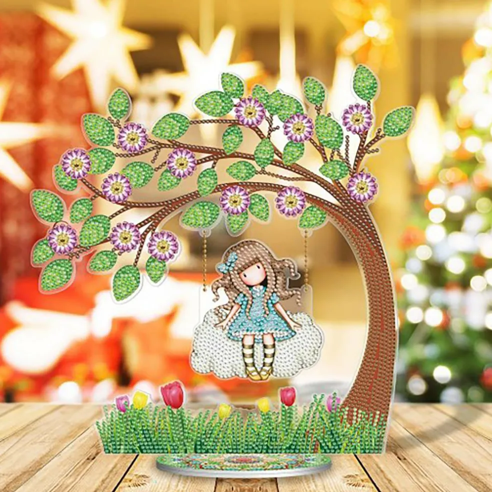 Sparkly Selections Girl on Swing 3D Table Decoration Diamond Painting