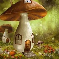 Sparkly Selections Mushroom House Diamond Painting Kit, Round Diamonds