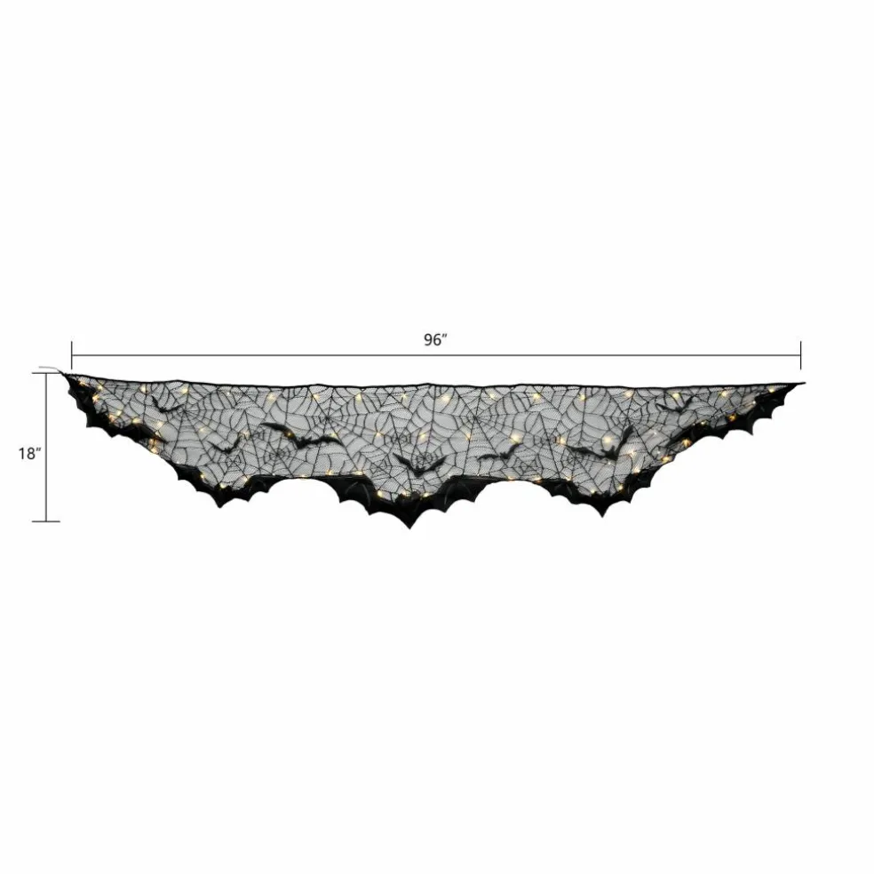96" Spiderweb & Bats LED Lighted Mantel Scarf by Ashland®