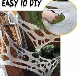 Spider Web Halloween Decorations Outdoor, Stretchy 450 sqft Halloween Spider Web, Cut-Your-Own Flexible Spider Webbing for Halloween Decor (Spiders Not Included)