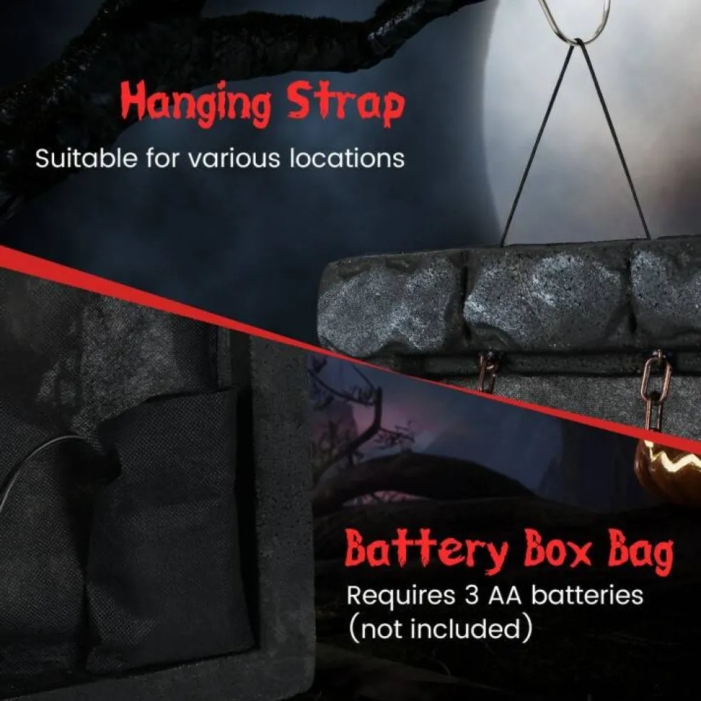Spooky Hanging Zombie Prisoner Decor for Halloween with Creepy Sounds and Moving Features