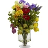 16" Spring Floral Arrangement in Glass Vase
