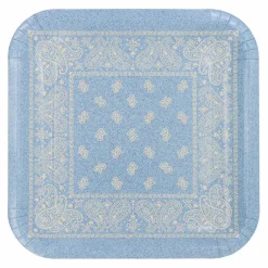 9" Square Blue Bandana Dinner Plates, 10ct. by Celebrate Itâ„¢