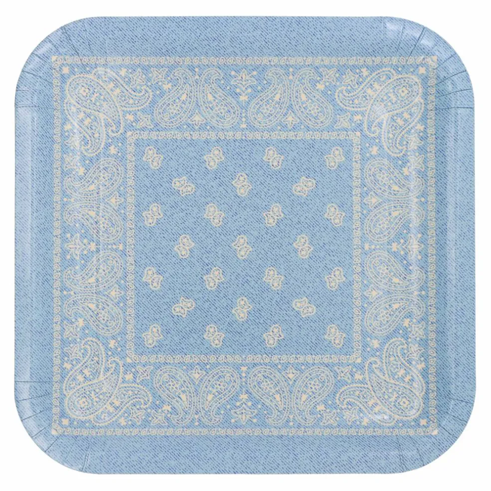 9" Square Blue Bandana Dinner Plates, 10ct. by Celebrate It™