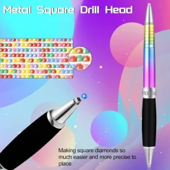 Square Diamond Painting Pen Set with Metal Tips, Round & Square Drill Heads & Multiplacer Tips