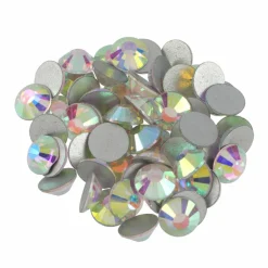 SS34 Clear Aurora Borealis Round Flatback Glass Rhinestones, 576ct. by Bead Landing™