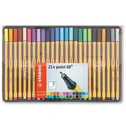 Stabilo Point 88 Fineliner Pen Set - Set of 25, Wallet, Assorted Colors