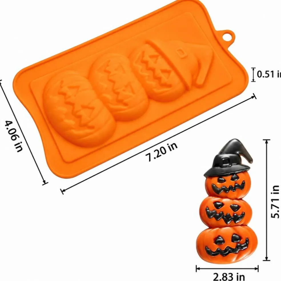 Stacked Jack-O-Lantern Silicone Mold – Halloween Pumpkin Chocolate Bar Mold