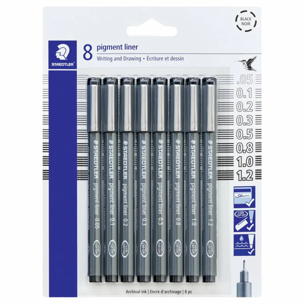 STAEDTLER® Black 8 Piece Pigment Liner Set