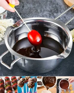 Stainless Steel Double Boiler Pot for Melting Chocolate, Candy and Candle Making (18/8 Steel, 2 Cup Capacity, 480ML)
