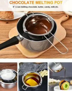 Stainless Steel Double Boiler Pot for Melting Chocolate, Candy and Candle Making (18/8 Steel, 2 Cup Capacity, 480ML)