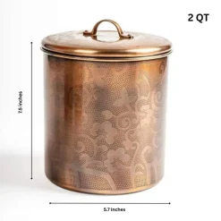 Stainless Steel Kitchen Canister Set of 4 | Antique Copper Finish | Beautiful Food Storage Container for Kitchen Counter, Tea, Sugar, Coffee, Caddy, Flour Canister with Rubber Seal Lid