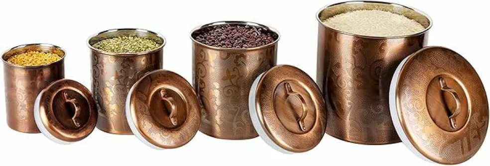 Stainless Steel Kitchen Canister | Antique Copper Finish