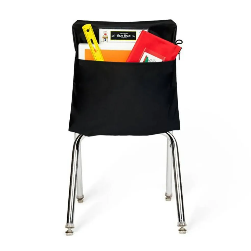 Standard Chair Pocket Classroom Storage Organizer - 14 inch, Black