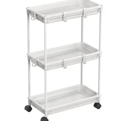 Standard 3-Tier Slim Rolling Storage Cart, White