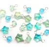 Star & Crystal Bicone Charm Mix, 16 pieces, Aqua Blue & Light Green Glass Bead Dangles, Adorabilities