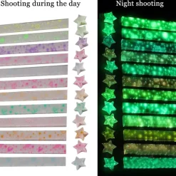 Star origami strips, paper star glow in the dark colored craft paper (glowing 12 colors (210 sheets)