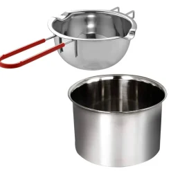 Steel Double Boiler Melting Pot with Heat Resistant Handle, Large Capacity Chocolate Melting Pot for Butter Candy Butter Cheese, Candle Making (450/900ML)