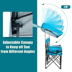 Steel Folding 2-Seater Camping Chair with Canopy and Cooler