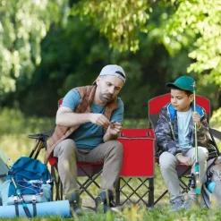 Steel Folding 2-Seater Camping Chair with Canopy and Cooler