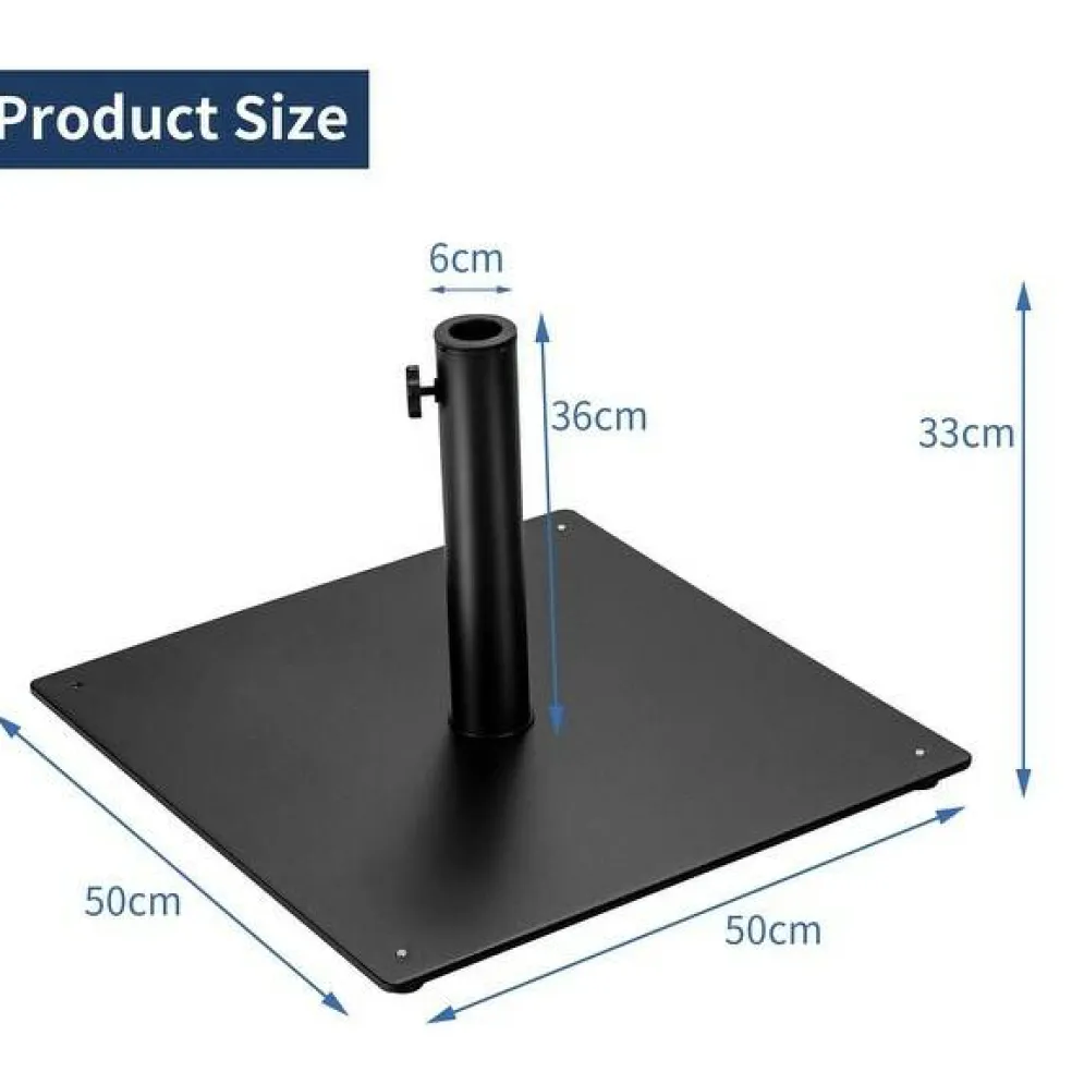 Steel Heavy Duty Patio Market Umbrella Base with 3 Adapters for Backyard