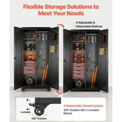 Steel Storage Cabinet 68.9 in Lockable with 4 Adjustable Shelves