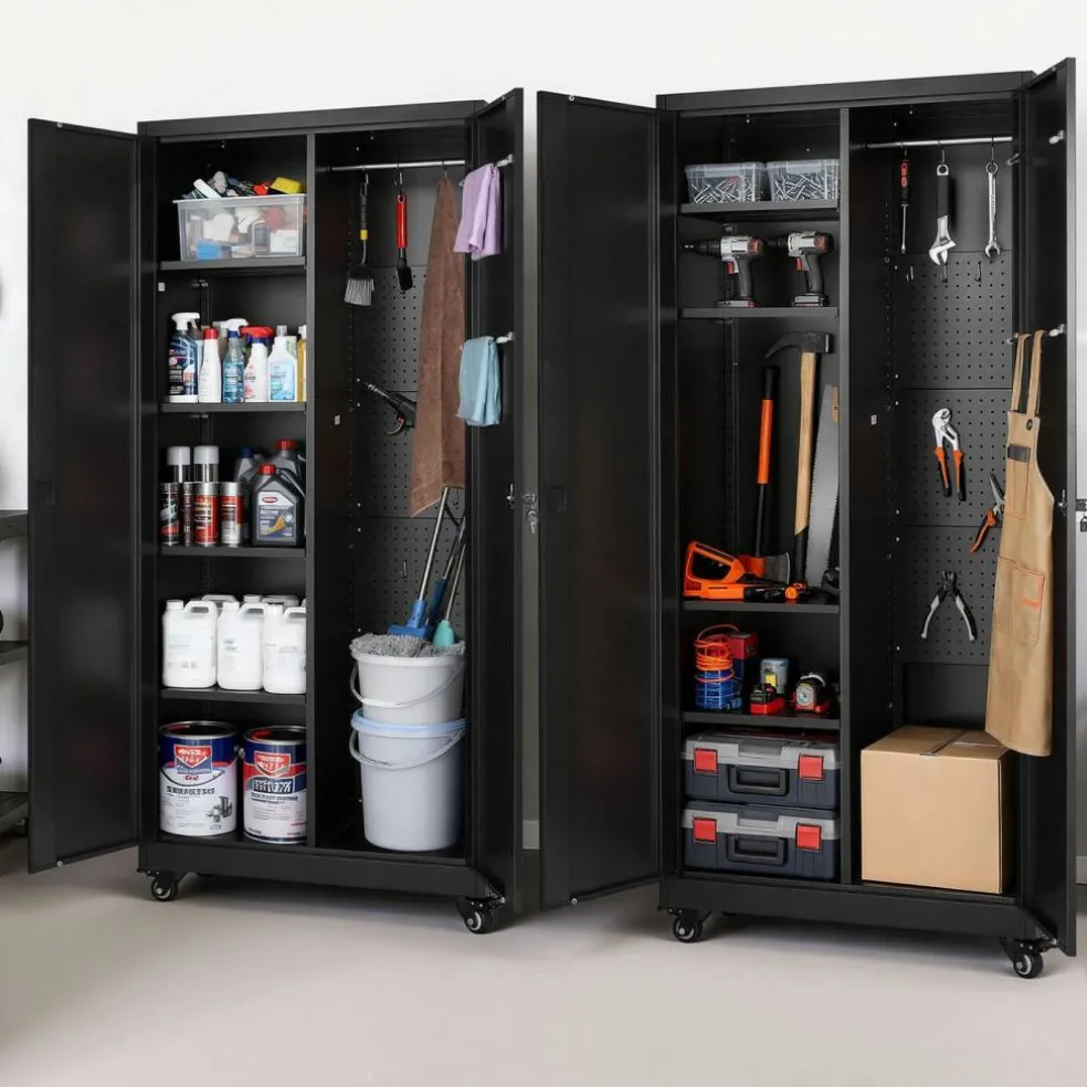 Steel Storage Cabinet 68.9 in Lockable with 4 Adjustable Shelves