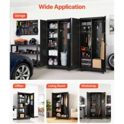 Steel Storage Cabinet 68.9 in Lockable with 4 Adjustable Shelves