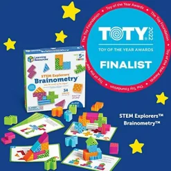 STEM Explorers Brainometry - 34 Pieces, Ages 5+ STEM Toys for Kids, Brain Teaser Toys and Games, Kindergarten Games