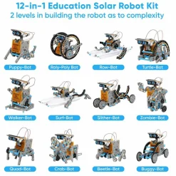 STEM 12-in-1 Education Solar Robot Toys -190 Pieces DIY Building Science Experiment Kit for Kids Aged 8-10 and Older,Solar Powered by The Sun