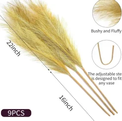 9 Stems Gold Pampas Grass 38 Inch Tall Faux Pampas Grass Decor Artificial Pampas Reed Boho Wedding Centerpieces Gatsby Party Home Table Vase Arrangement Decor