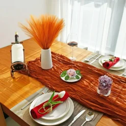 20 Stems Orange Faux Pampas Grass 17.7 Inch Fluffy Silk Flower Bouquet Bendable Stems Fall Wedding Boho Home Decor