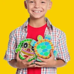 Stepping Stones Painting Kit for Kids, 5 Paint Your Own Garden Stones with Paints and Brushes, DIY Arts and Crafts Activity Set for Boys and Girls Ages 6-8