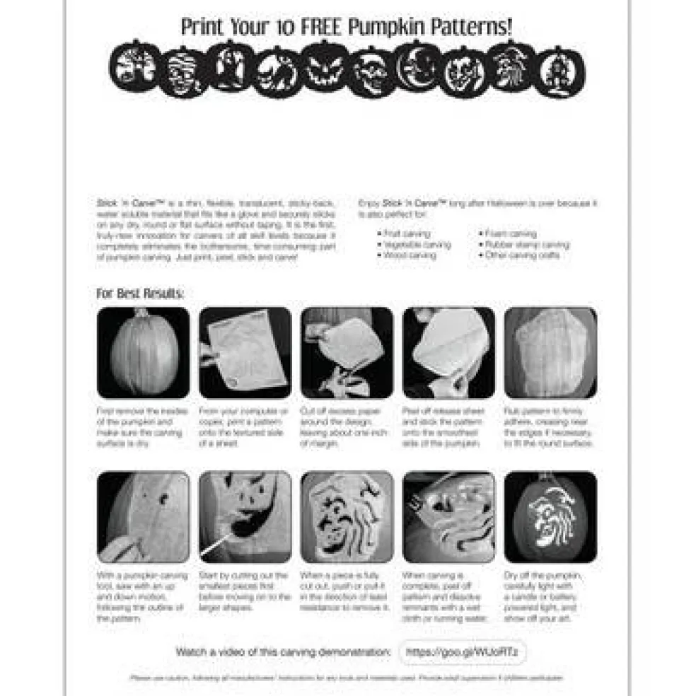 Stick ' n Carve - ProPack (24 Sheets) + 10 Free Pumpkin Patterns