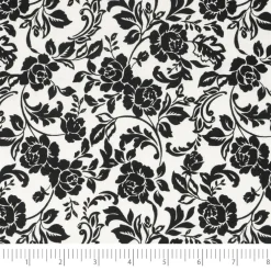Stitch & Sparkle Dark Romance & Toss Rose White Cotton Fabric