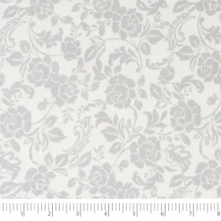 Stitch & Sparkle Fabrics Dark Romance Toss Rose Silver Cotton Fabric
