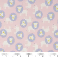 Stitch & Sparkle Pink Baby Lions Cotton Flannel Fabric