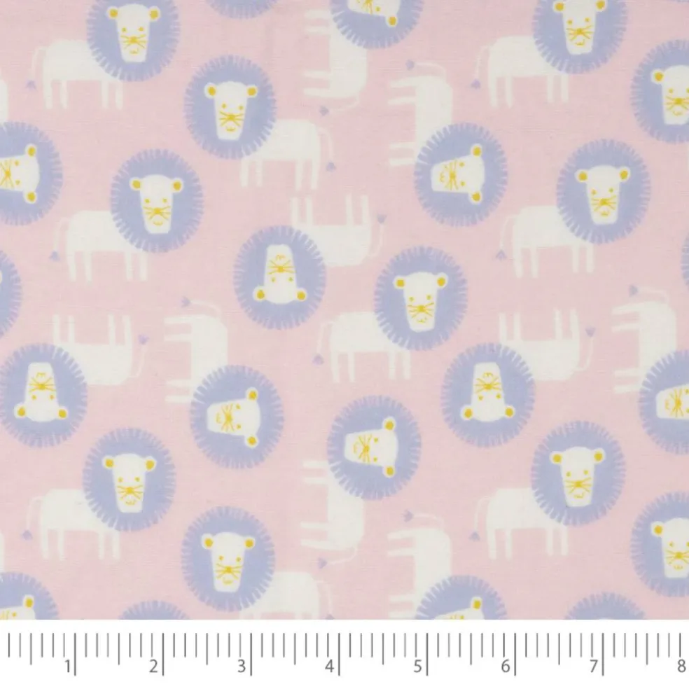 Stitch & Sparkle Pink Baby Lions Cotton Flannel Fabric