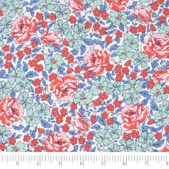 Stitch & Sparkle Vintage Mix & Match Blossom Cobalt Malachite Cotton Fabric
