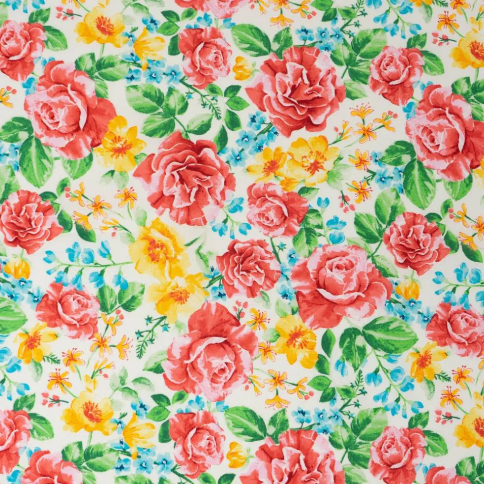 Stitch & Sparkle Watercolor Large Flowers Cotton Fabric