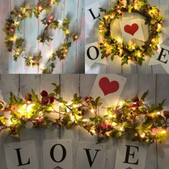 String Lights, 8 Light Modes 6ft 20 LED Rose Flower Garlands for Indoor Outdoor Decor, Fairy Light for Women Wedding Wall Windows Home Garden Party, Battery Powered Waterproof