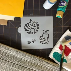 Striped Cat Cookie & Craft Stencil | CM029 by Designer Stencils | Stencils for Royal Icing, Airbrush, Dusting Powder |