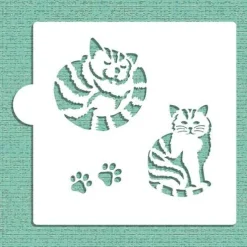 Striped Cat Cookie & Craft Stencil | CM029 by Designer Stencils | Stencils for Royal Icing, Airbrush, Dusting Powder |