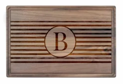 Stripe Monogram Walnut Cutting Board